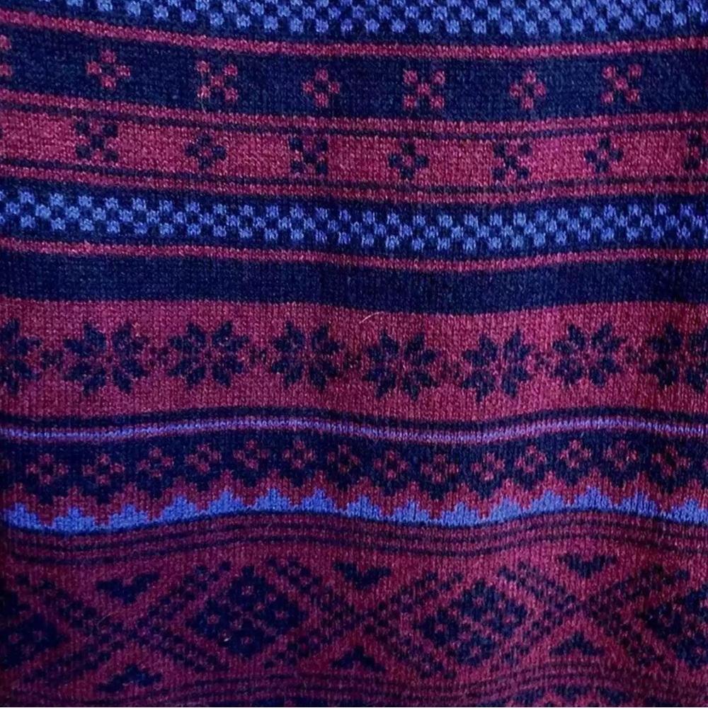 Men’s Eddie Bauer Fair Isle Half Zip Navy Maroon Sweater, Size Extra Large Y2K. - Picture 3 of 11